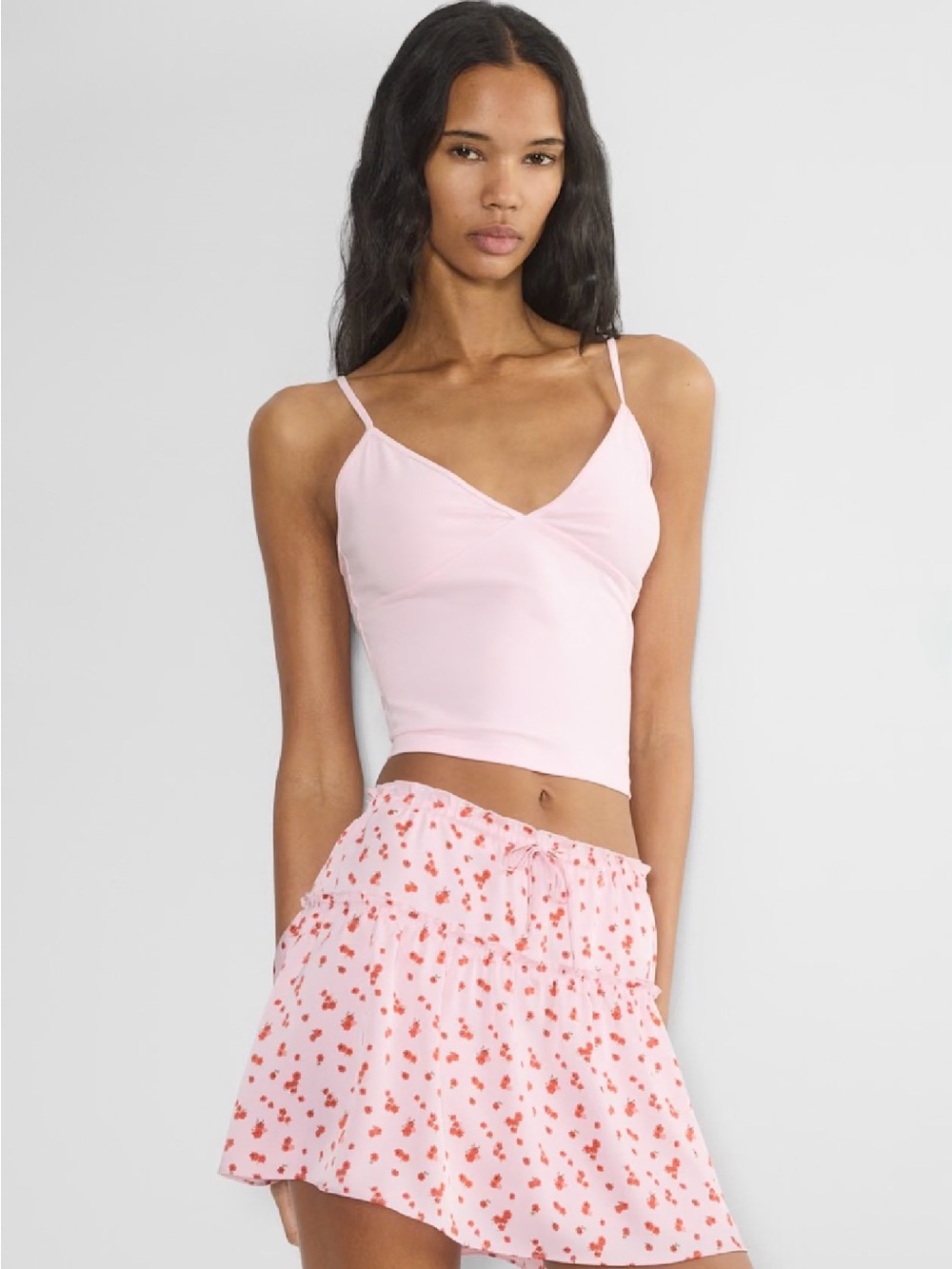 Aritzia Sunday Best Twiggy Satin Skirt Pink Floral Women’s M